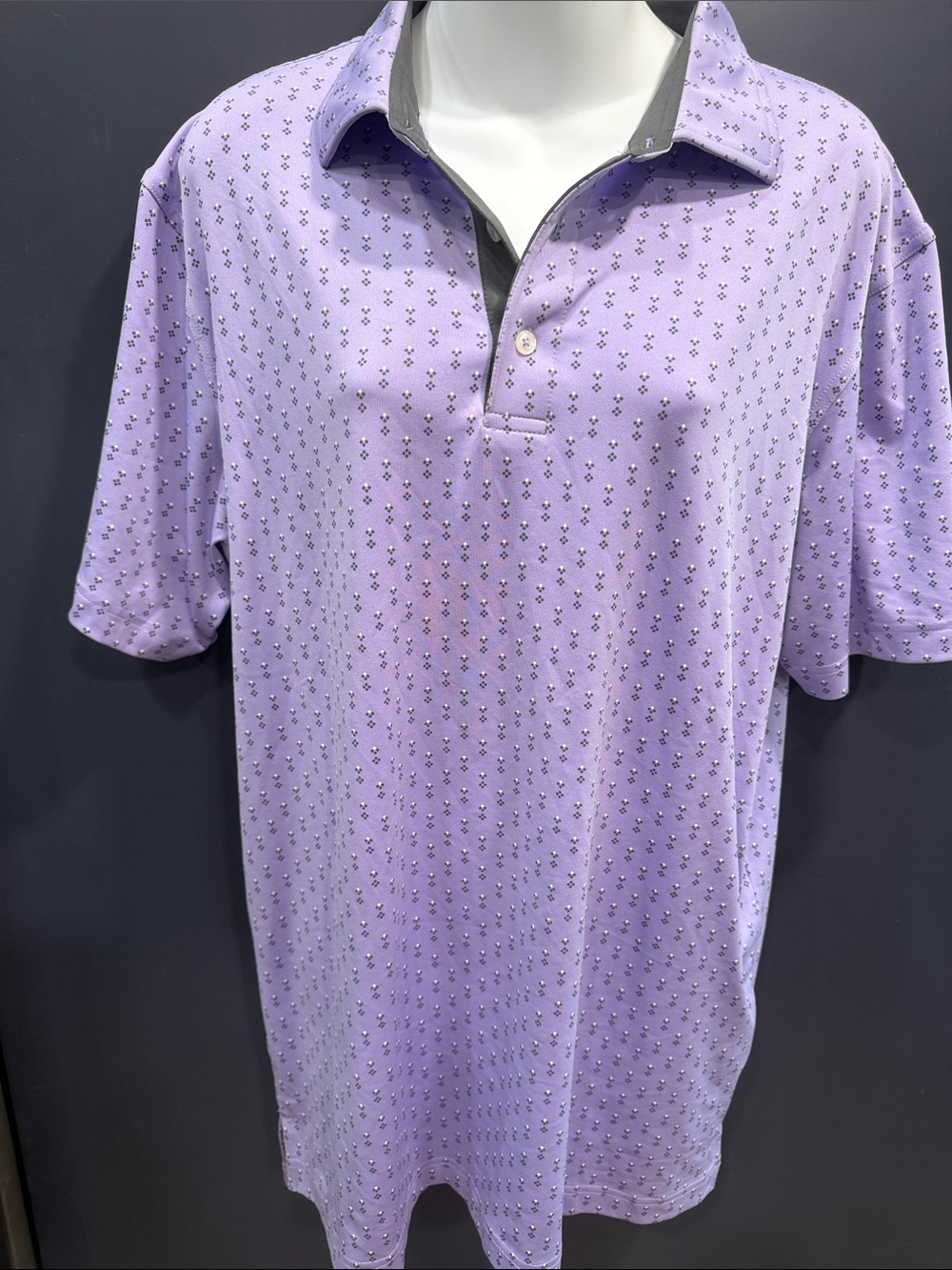 Men's Lavender Micro-Pattern Polo Shirt